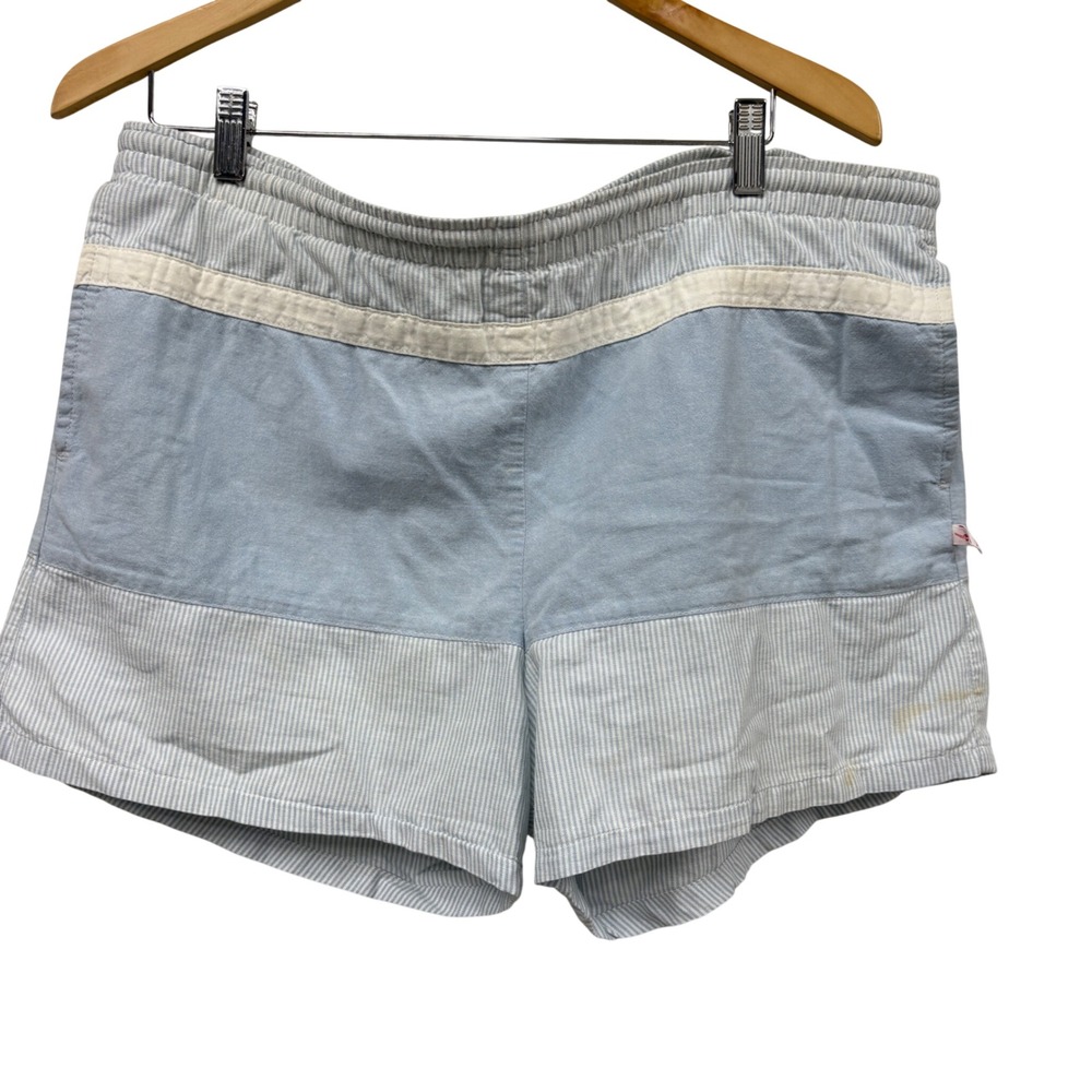 Vintage Jantzen Blue White Striped Colorblock Elastic Waist swim trunk Men Large